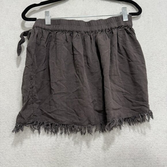 Natural Life Skirt Womens Medium Charcoal Gray Wrap Fringe Mini Boho Tie Waist - Picture 5 of 8